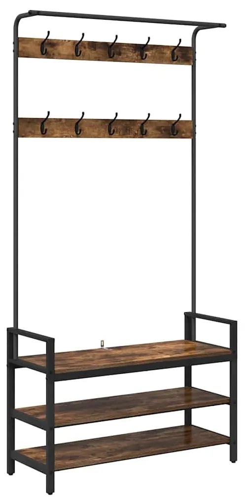Kabáthorog polcokkal Füstölt tölgy 95 x 34 x 184 cm Faanyag