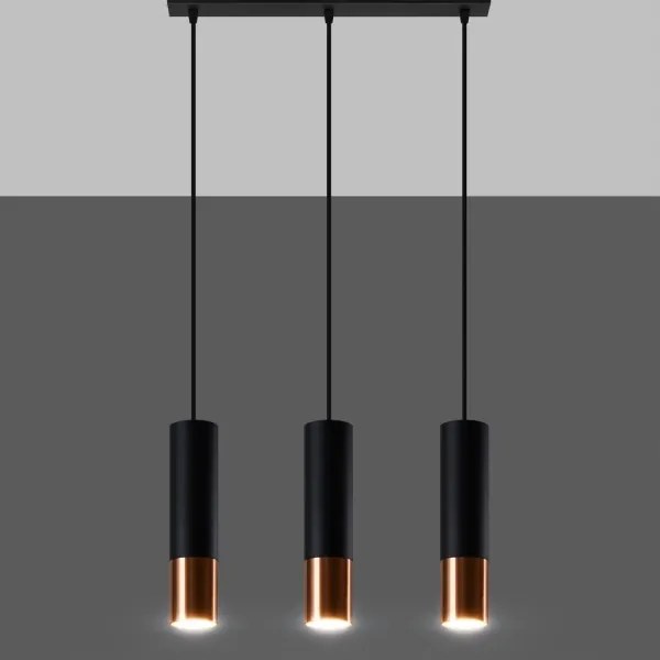 Sollux SL.0948 - Csillár zsinóron LOOPEZ 3xGU10/10W/230V fekete/réz