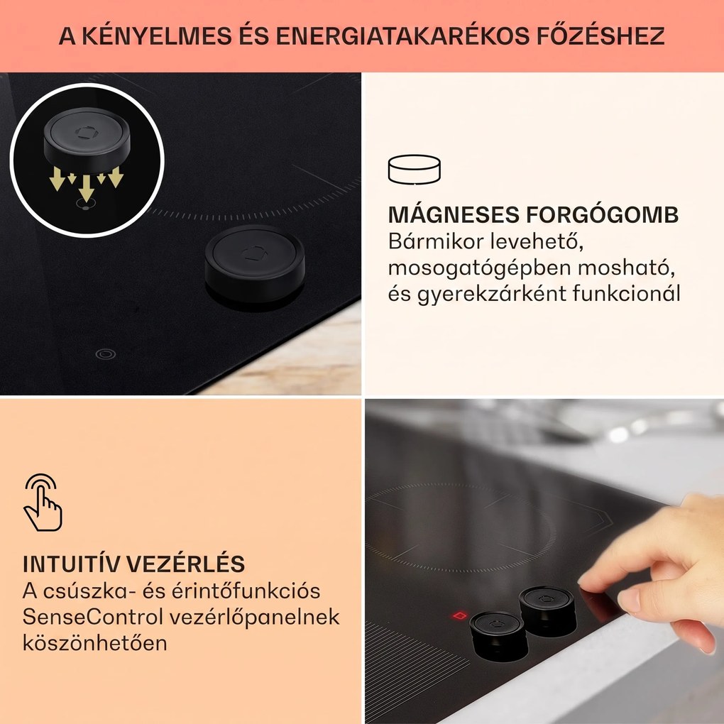 Klarstein Magnichef 4 Flex beépíthető indukciós főzőlap 4 zónás / Flex zóna 7000W üvegkerámia