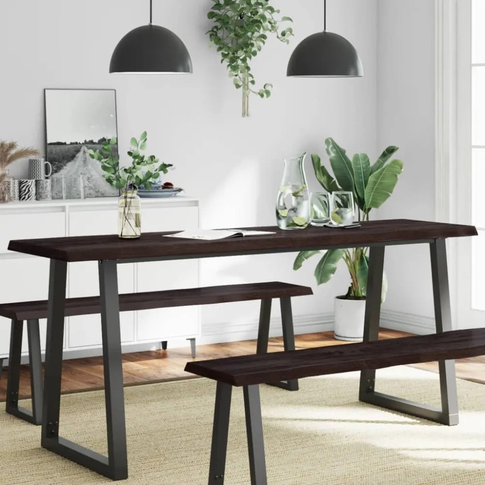 sötétbarna kezelt tömör asztallap 180x50x(2-4) cm