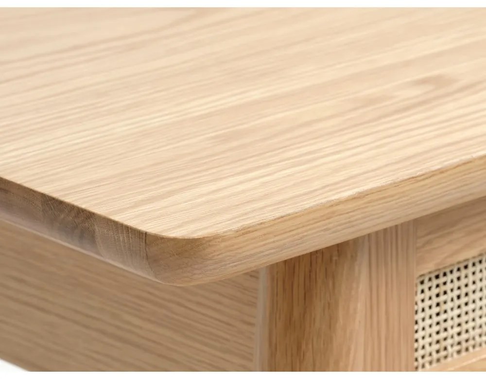 Natúr színű konzolasztal tölgyfa dekoros asztallappal 40x110 cm Barrali – Unique Furniture