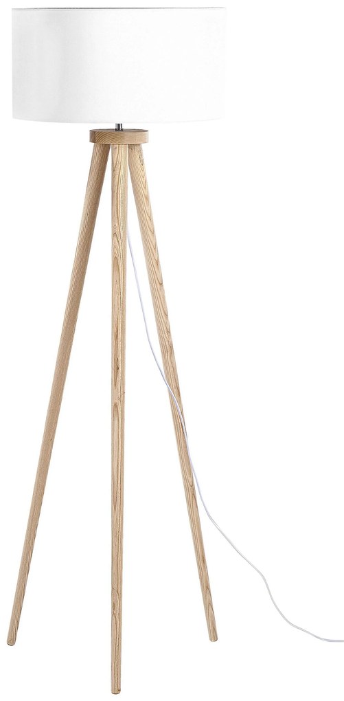 Háromlábú fehér fa állólámpa 142 cm NITRA Beliani