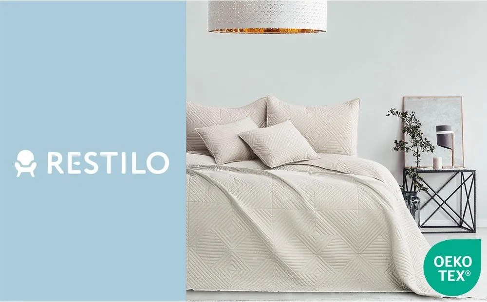 Krémszínű mikroszálas steppelt ágytakaró 220x240 cm Softa – Restilo
