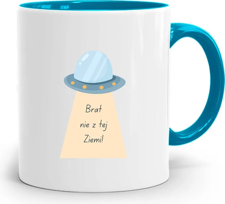 Kék Bögre Ajándék Testvérnek Nem Ebből A Földből, fényképes nyomattal