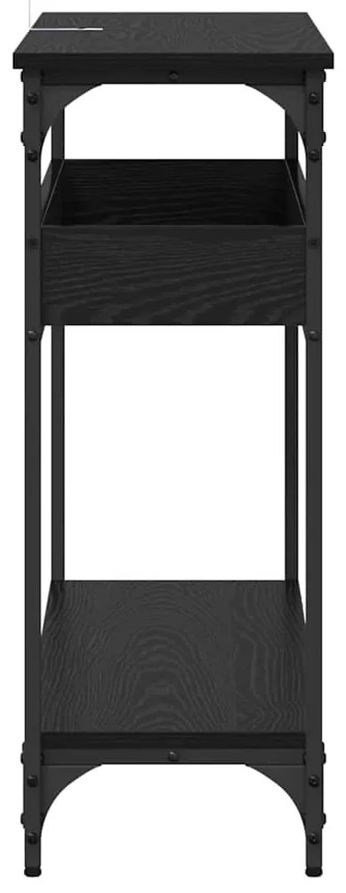 Konzolasztal polcokkal Musta tammi 100 x 29 x 75 cm Faanyag