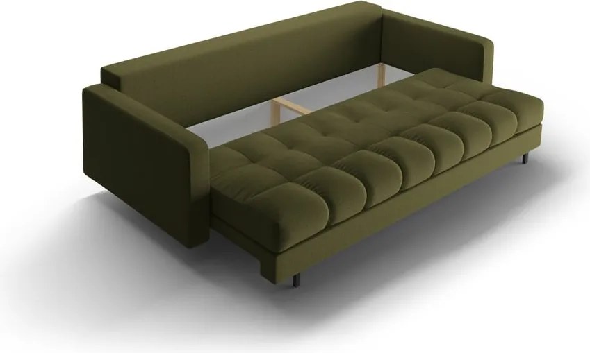 Zöld kinyitható tárolóhelyes kanapé 222 cm Bali – Cosmopolitan Design