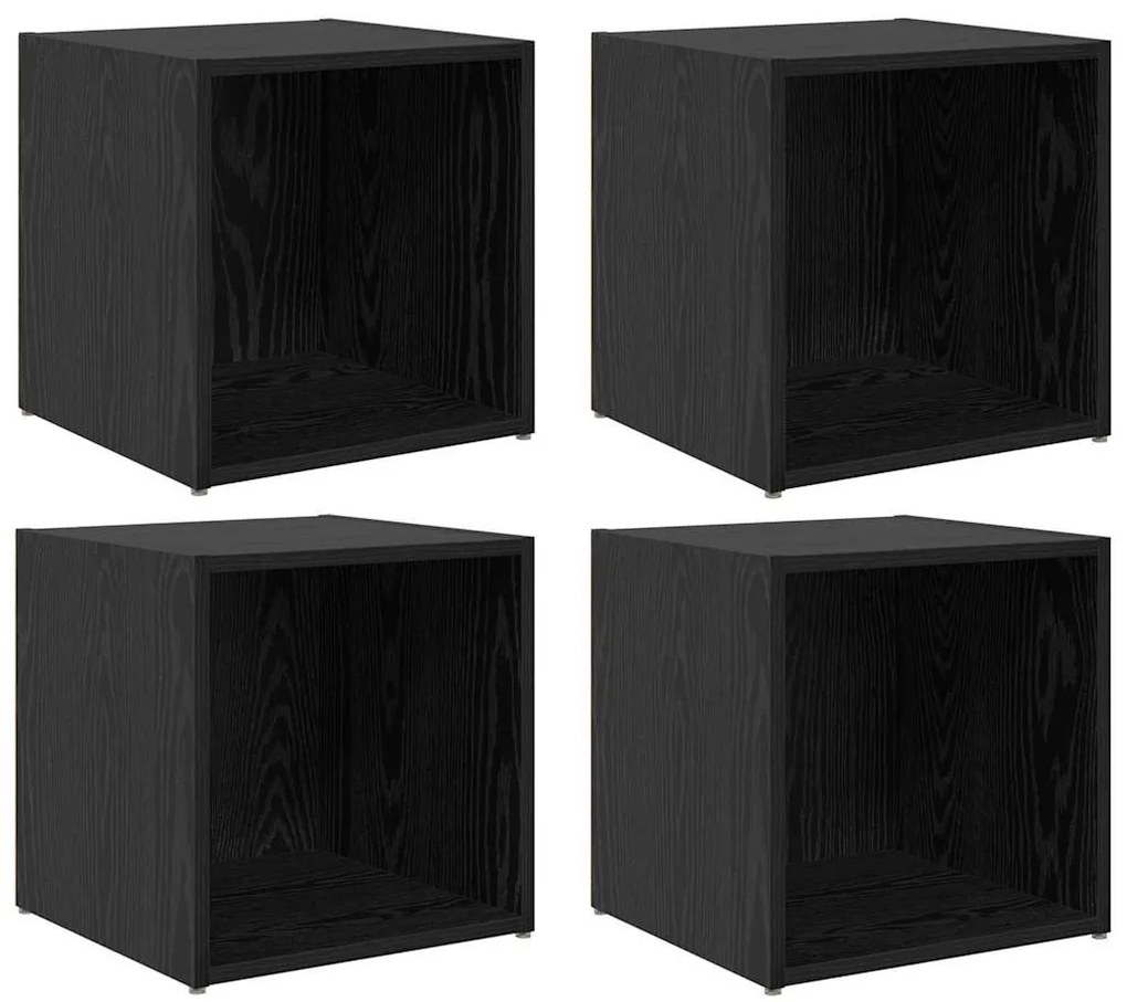 TV szekrény 4 pcs Fekete 37 x 35 x 37 cm Faanyag