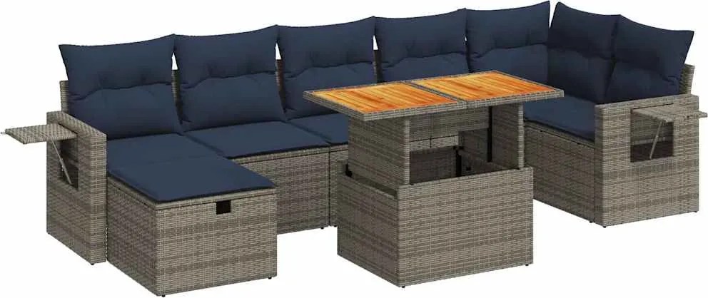 vidaXL 8 részes barna polyrattan akácfa kerti ülőgarnitúra párnákkal