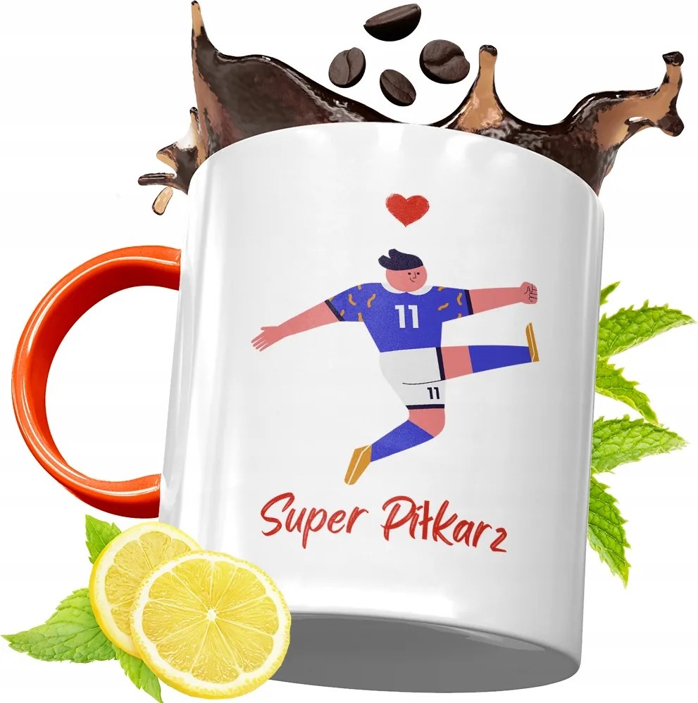 Narancssárga Bögre Labdarúgóknak Ajándék fényképes nyomtatással