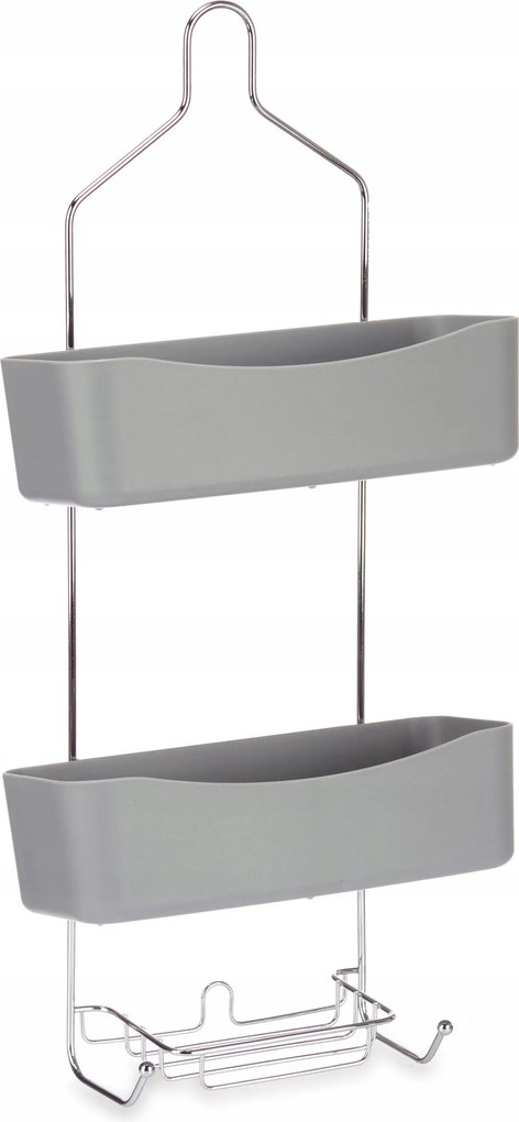 Zuhanykosár Fúrás Nélkül 2 Szintes Akasztóval Szürke Benta 14X28X60 CM