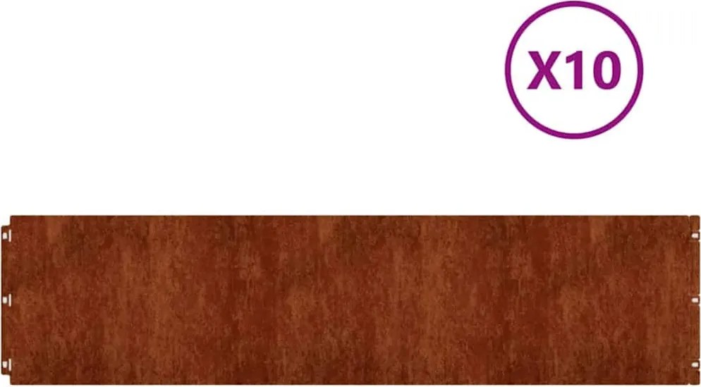 vidaXL 10 db rugalmas corten acél gyepszegély 25 x 103 cm