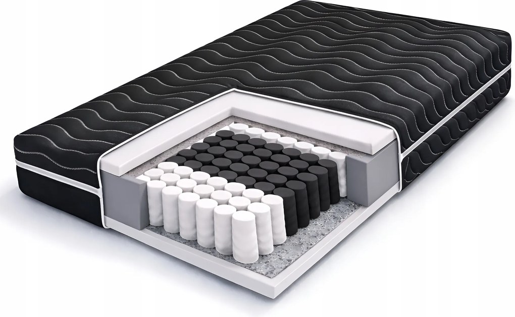 Zsebes matrac 85x160 Fekete 7 zónás rugós pocket Antiallergén