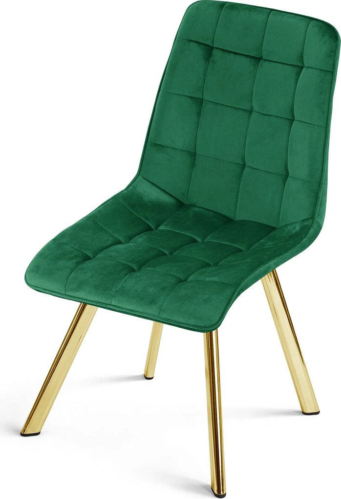 Étkezőszék CIEZA VELVET arany lábakkal, zöld