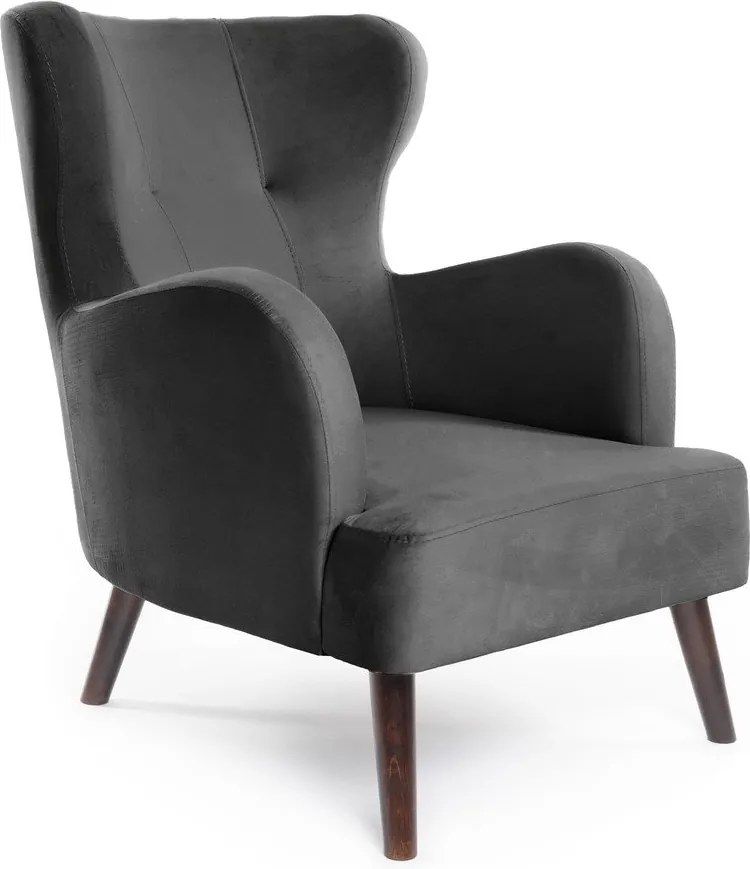 Sötétszürke bársony füles fotel Noemye – Bonami Selection