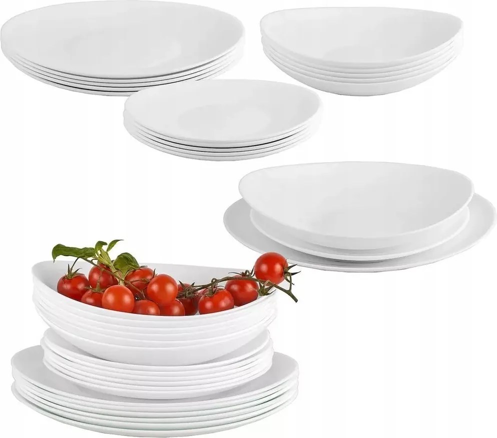 Étkészlet Tányér 36 Db-os 12 Személyes Ajándék Fehér Étkészlet