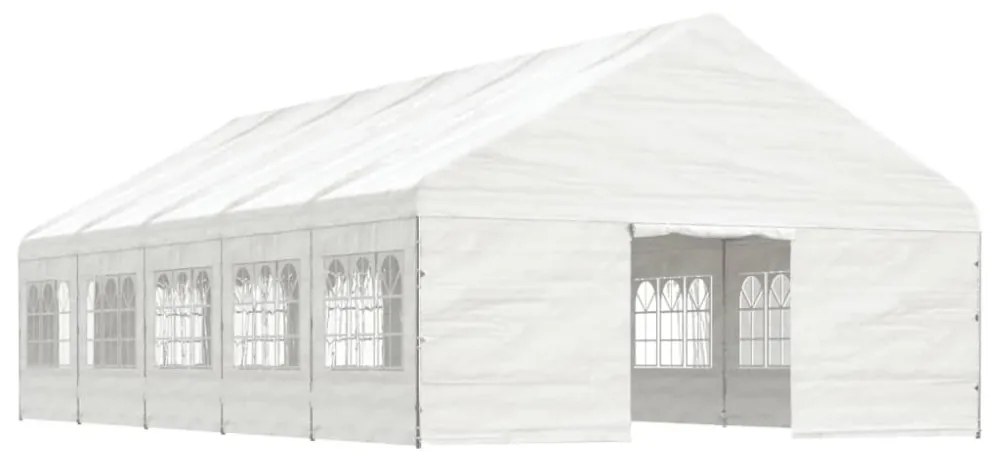fehér polietilén pavilon tetővel 11,15 x 5,88 x 3,75 m