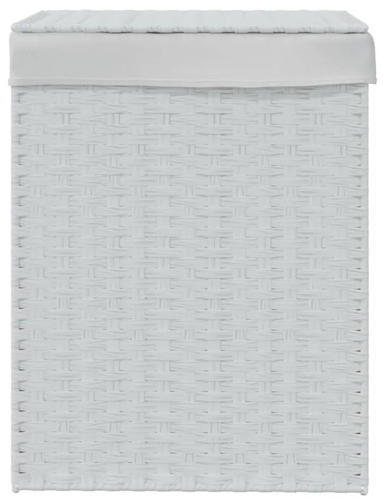 fehér polyrattan szennyeskosár fedéllel 46x33x60 cm