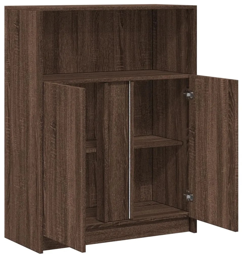barna tölgy szerelt fa tálalószekrény LED-del 77x34x100 cm
