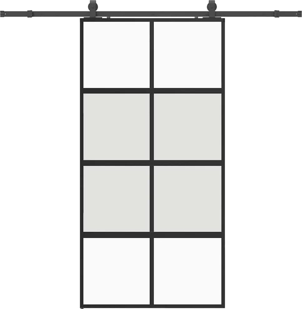 vidaXL fekete edzett üveg tolóajtó fémszerelék szettel 102,5x205 cm