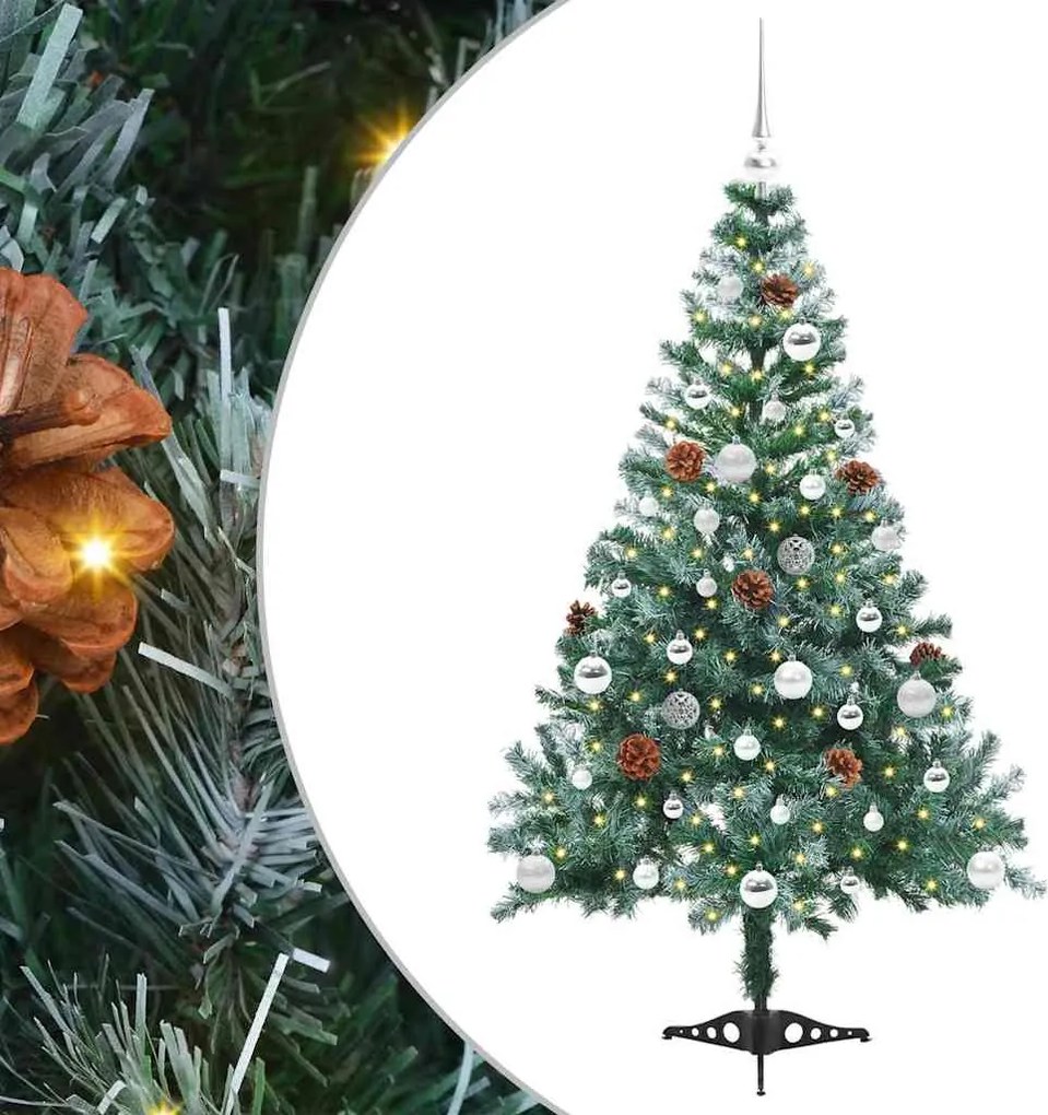 vidaXL Mű karácsonyfa 150 LED-del állvánnyal Zöld 150 cm PVC és Acél