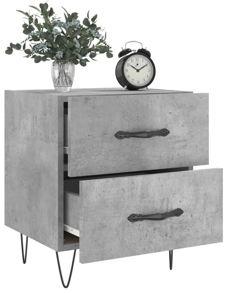 2 db betonszürke szerelt fa éjjeliszekrény 40 x 35 x 47,5 cm