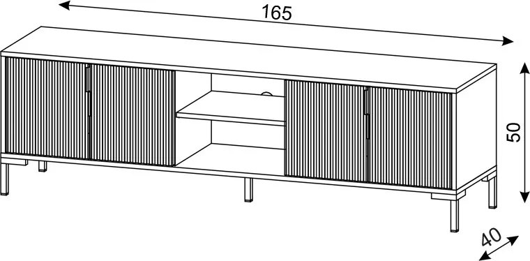 TV szekrény 4 ajtós fekete / fekete matt színkombinációban – FLINN FL01