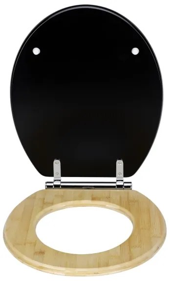 WENKO 25772100 - WC ülőke BAMBUZA 37x44 cm fekete/barna/fényes króm