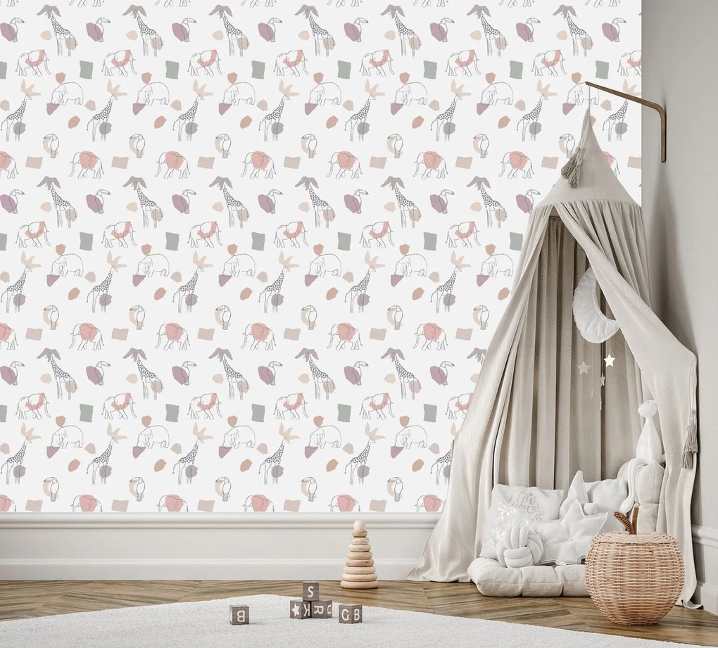 Gario Fotótapéta Geometrikus pasztell és állatkert Anyag: Vlies, Méret: 400 x 280 cm