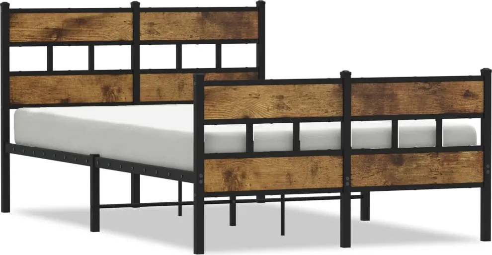 vidaXL füstös tölgy színű fém ágykeret matrac nélkül 120 x 190 cm