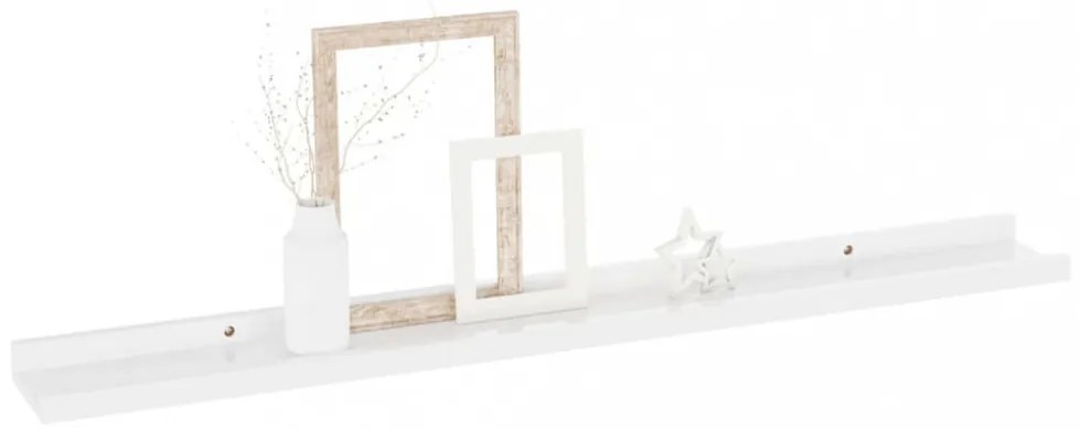 4 db magasfényű fehér fali polc 80 x 9 x 3 cm