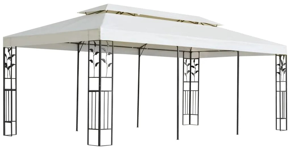 Fehér acél pavilon dupla tetővel 6 x 3 m