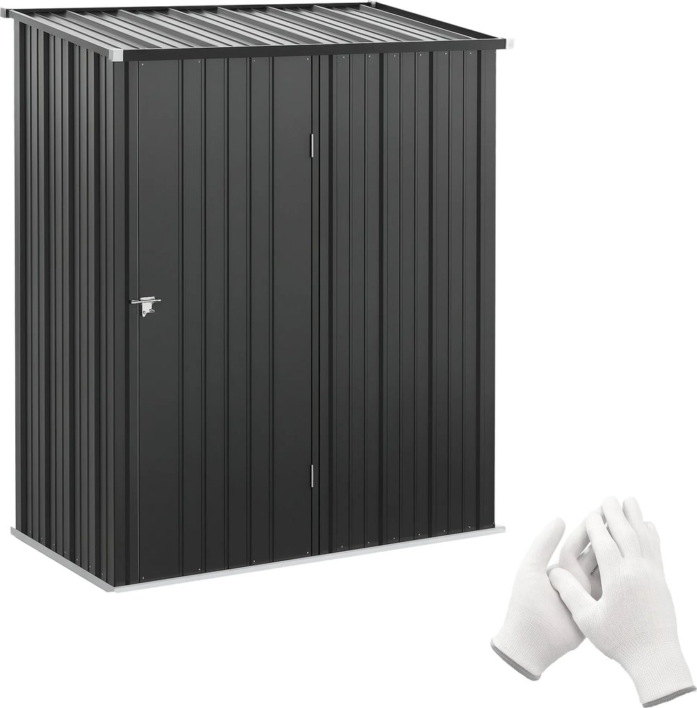 Outsunny Zárható Kerti Sátor 1,34 m² - Fém Kerti Szerelő Szekrény, Rácsos Tető, Horganyzott Acél, Fekete, 161,5 x 94,5 x 196 cm | Aosom