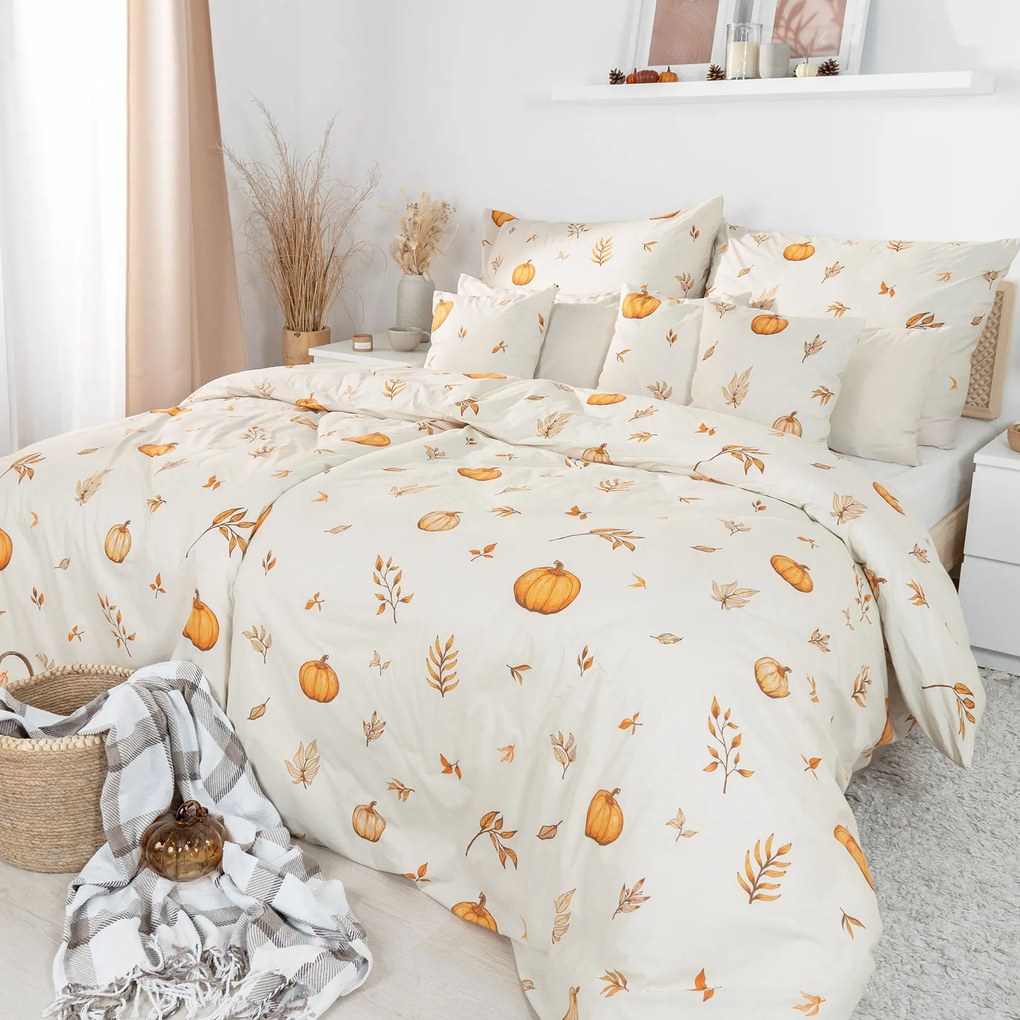 Goldea pamut ágyneműhuzat - őszi tökök és levelek 140 x 220 és 70 x 90 cm