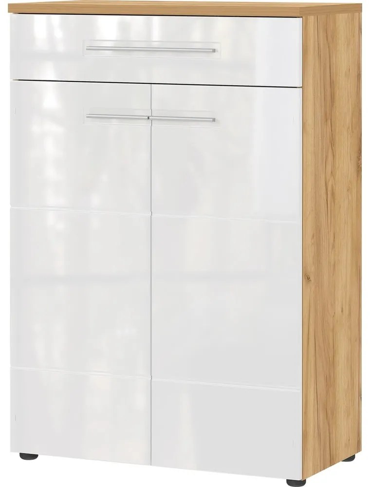 Fehér-natúr színű cipőtartó tölgyfa dekorral Aledo – Germania