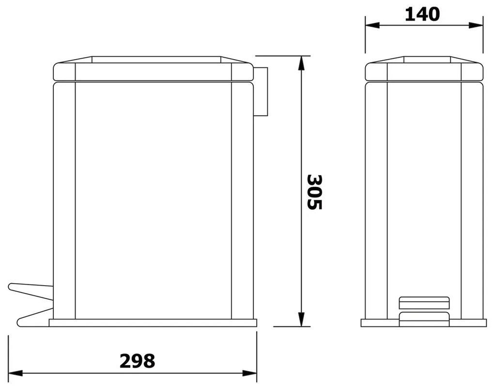 AQUALINE GAQ005 Simple line hulladékkosár,téglalap alakú, 5 l, rozsdamentes acél