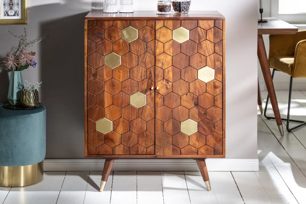 HONEYCOMB modern akác bárszekrény - 75cm
