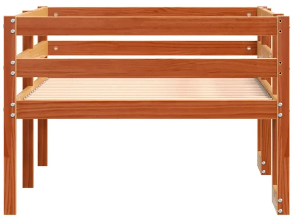 viaszbarna tömör fenyőfa gyerekágykeret 80 x 200 cm