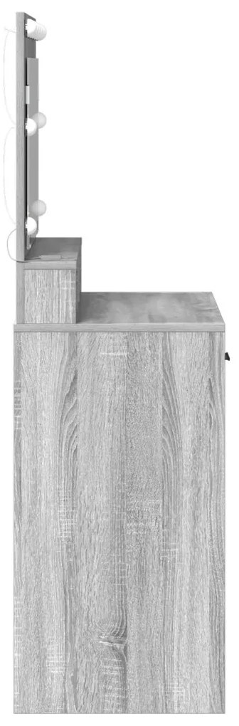 LED világítással ellátott sminkasztal - szürke, Sonoma, 79x41x135 cm