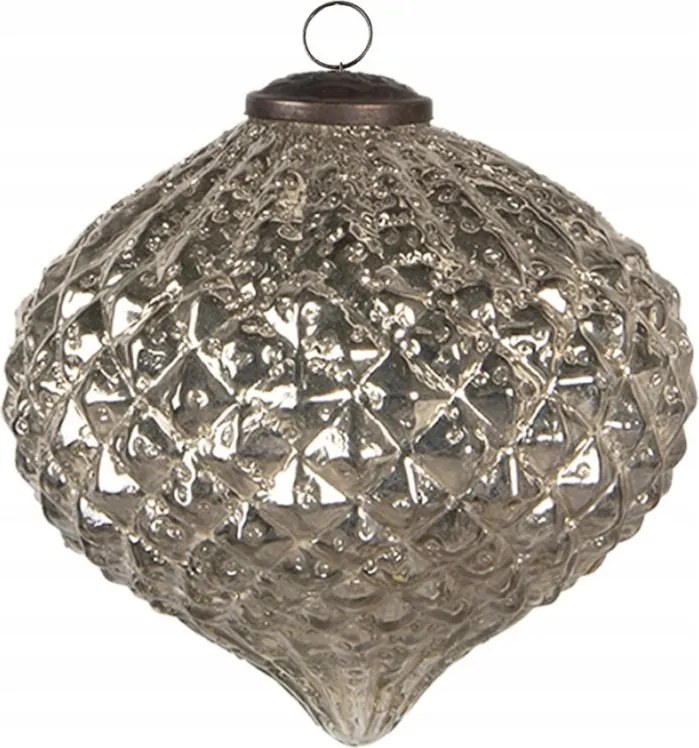 Arany-ezüst üveg karácsonyi dísz véggel 15x15 cm