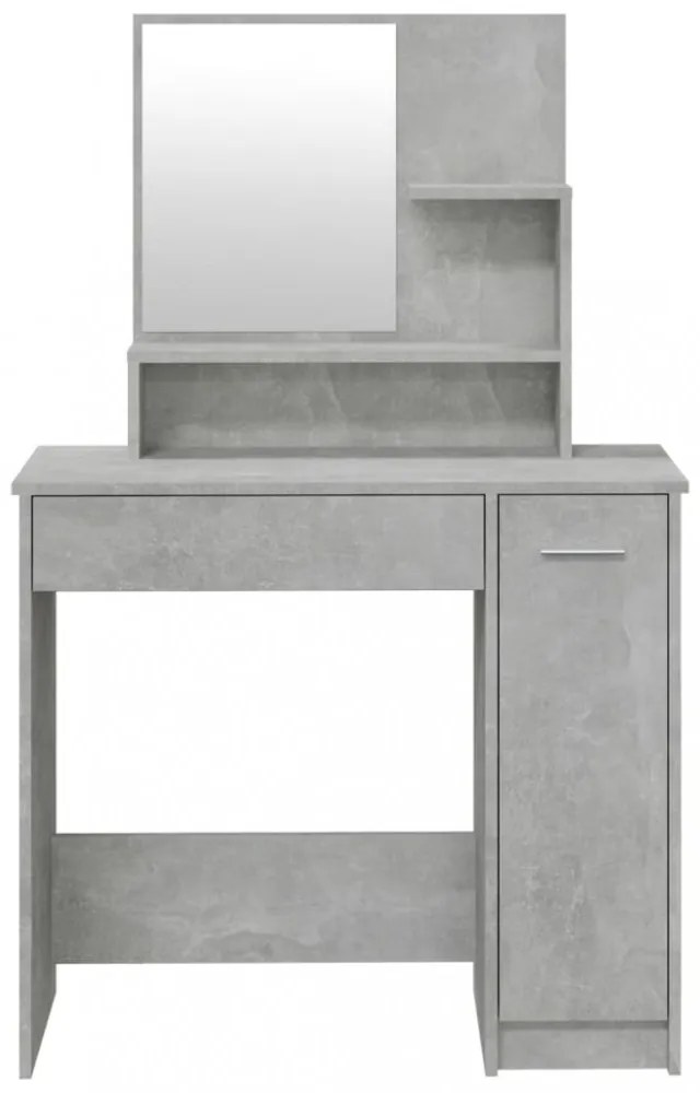 betonszürke fésülködőasztal tükörrel 86,5 x 35 x 136 cm