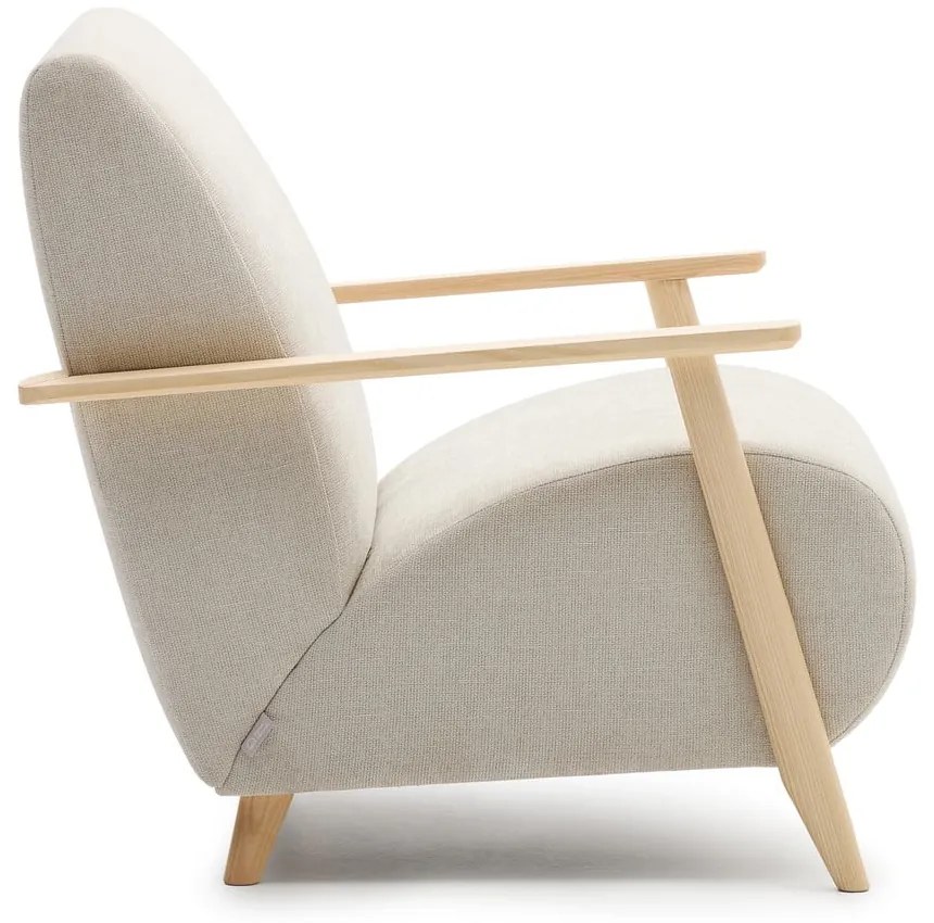 Bézs-krémszínű zsenília fotel Meghan – Kave Home