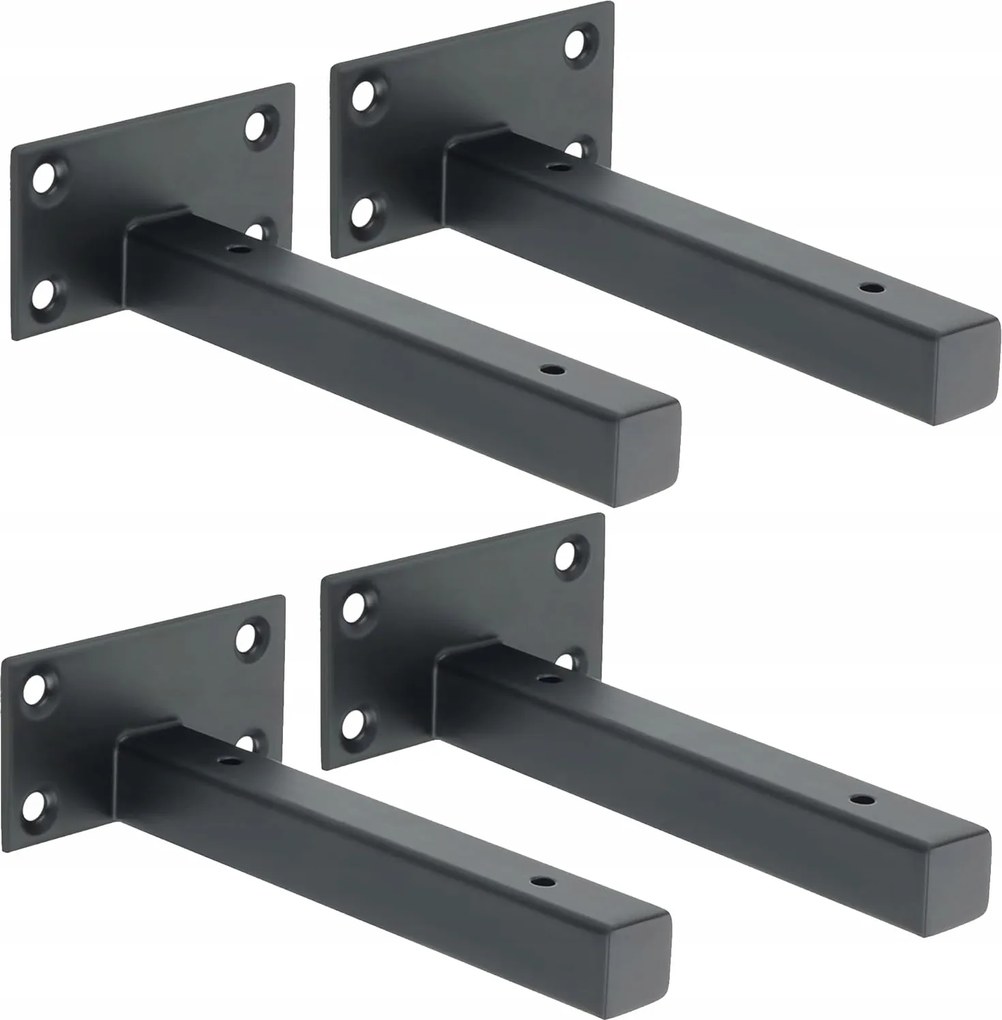 Fali polctartó konzol fekete 15 cm 4 db-os szett csavarok