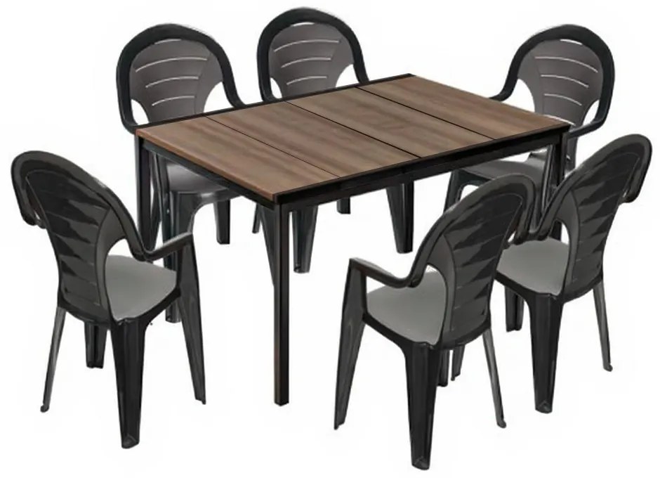 Lagos 6+1 kerti bútor garnitúra szett dió-grafit