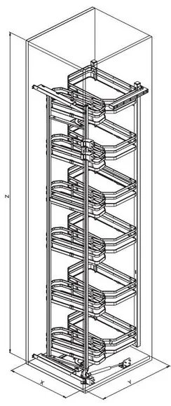Konyhai fémrács, kamravasalat, 450mm, króm-fehér, csillapított záródás, 12 kosár SIGE, Infinity Plus 230A