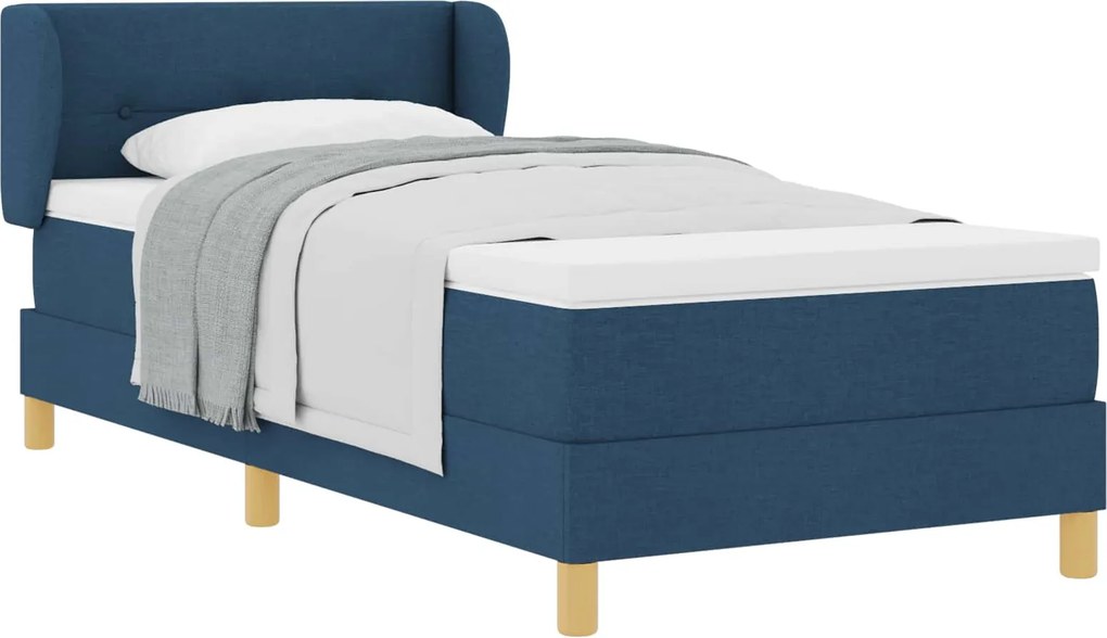 vidaXL Boxrugós ágy matracmal fejtámlával Kék 80 x 200 cm szövet
