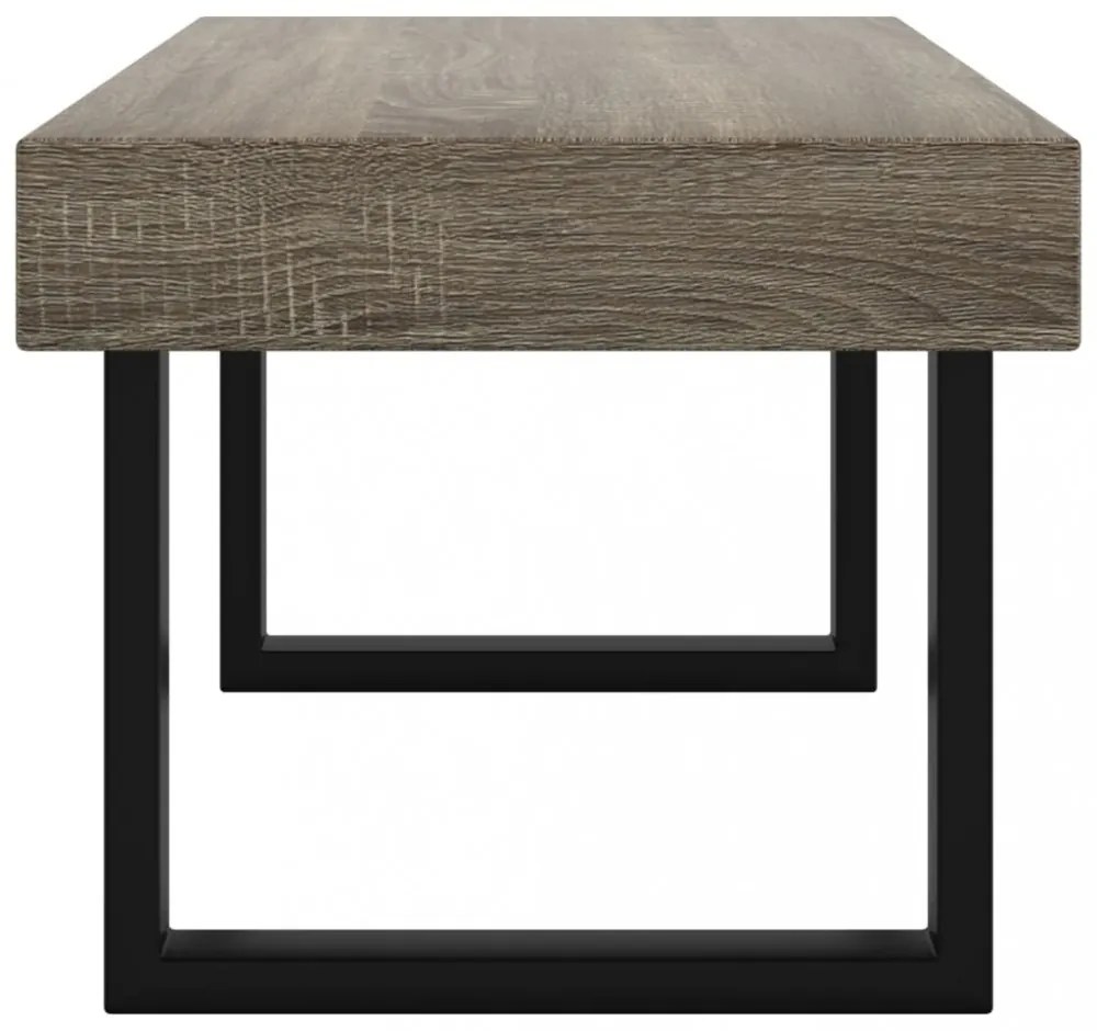 szürke és fekete MDF és vas dohányzóasztal 90x45x40 cm