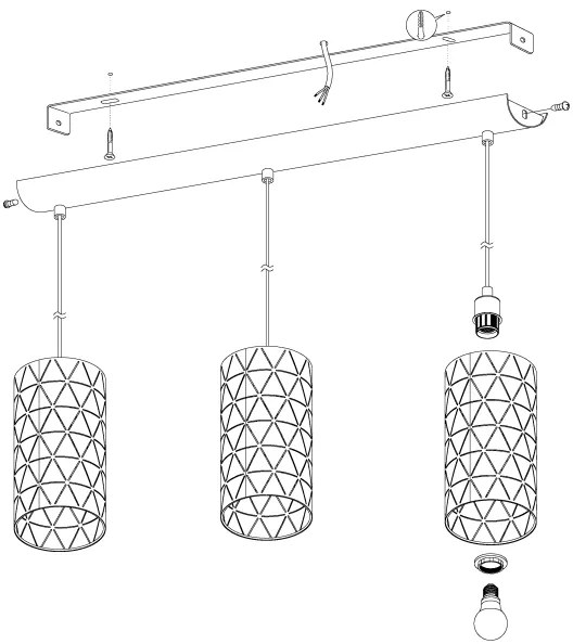Eglo 98353 - Csillár zsinóron RAMON 3xE27/40W/230V