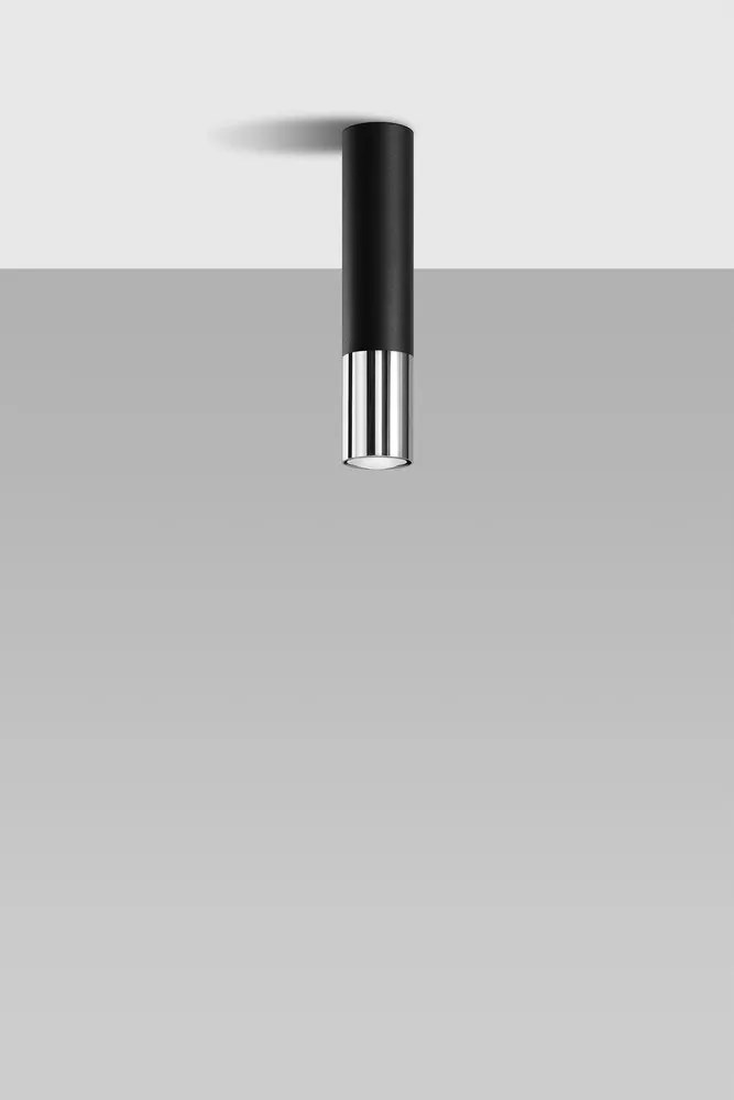 Fekete-ezüstszínű fém mennyezeti lámpa ø 6 cm Longbot – Sollux