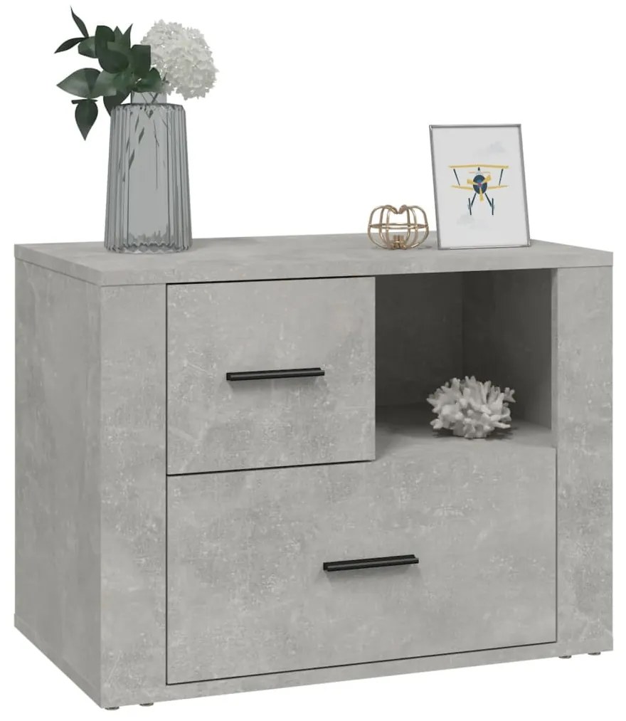 Betonszürke szerelt fa éjjeliszekrény 60 x 36 x 45 cm