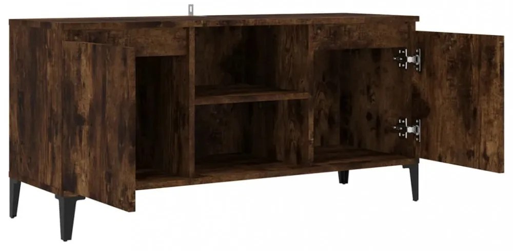 füstös tölgy színű TV-szekrény fémlábakkal 103,5 x 35 x 50 cm